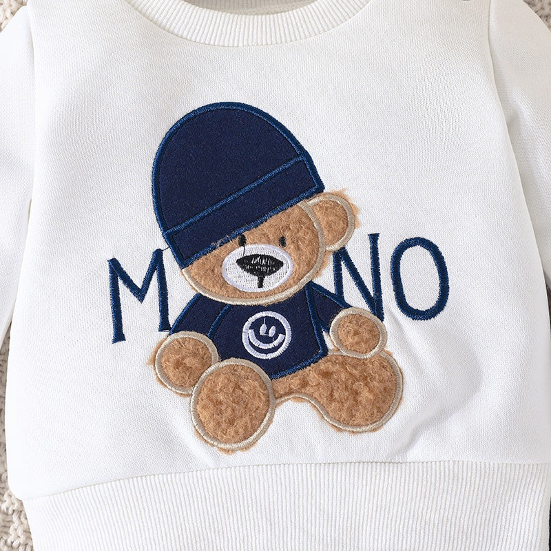 Casual Cartoon Bear Outfit for Infants 3-24 Months