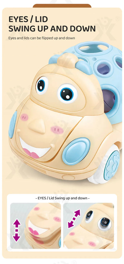 Soft Rubber Push and Go Cars for Infants 6-12 Months