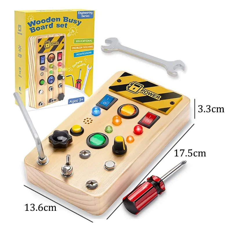 Montessori Busy Board for Children with LED Light Activities