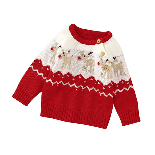 Red Christmas Knit Sweater for Newborns 0-18 Months