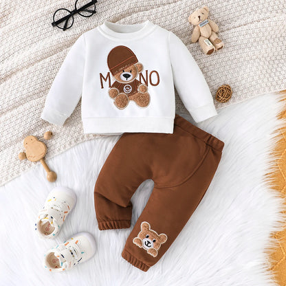 Casual Cartoon Bear Outfit for Infants 3-24 Months