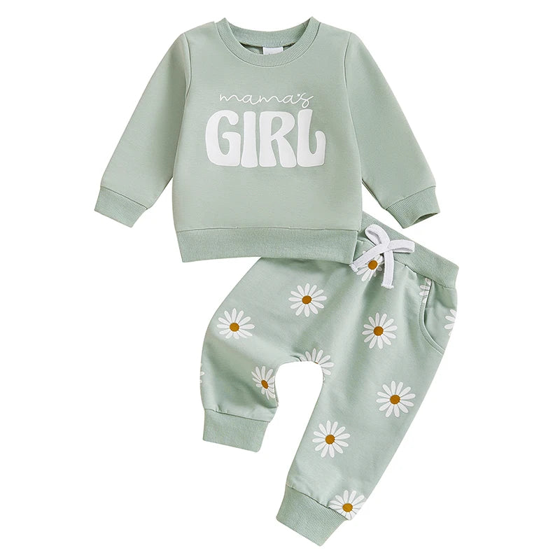 Baby Girl 2PCS Outfit Set - Long Sleeve Sweatshirt & Pants