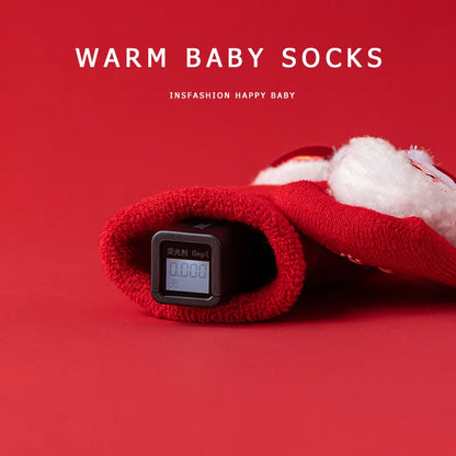 Cotton Baby Socks for Infants - Warm Christmas Slippers 0-3Y