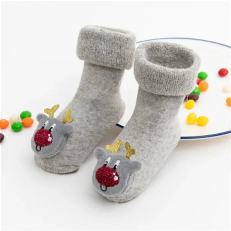 Non-slip Winter Socks for Newborns & Toddlers - Santa Design