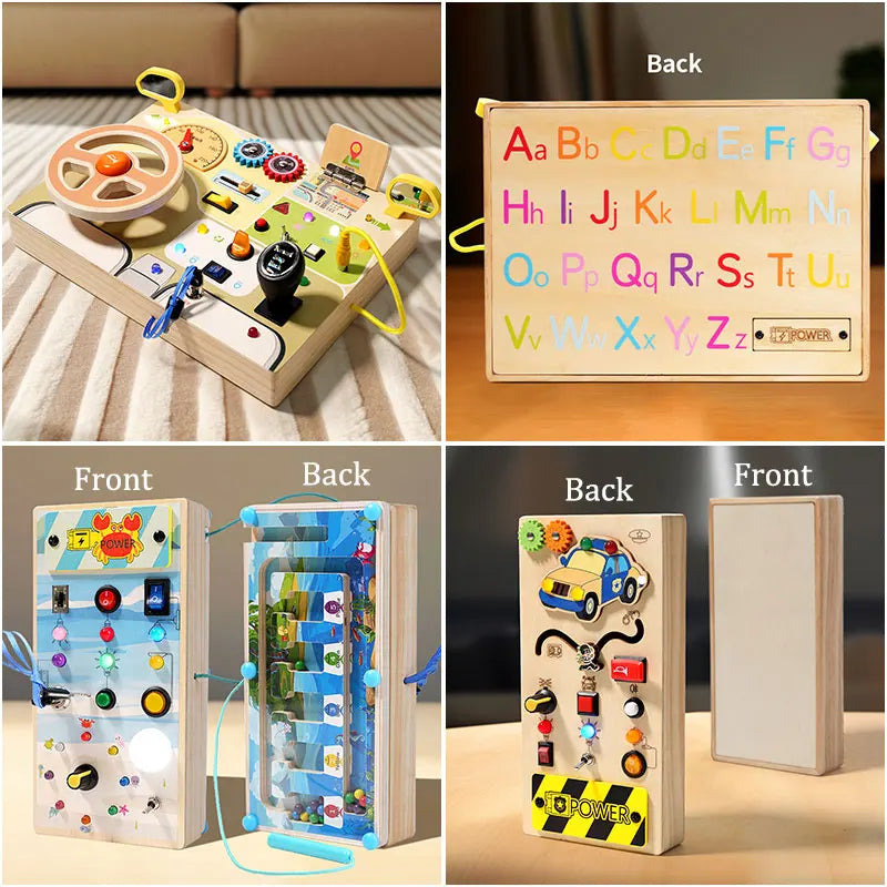 Montessori Busy Board for Children with LED Light Activities