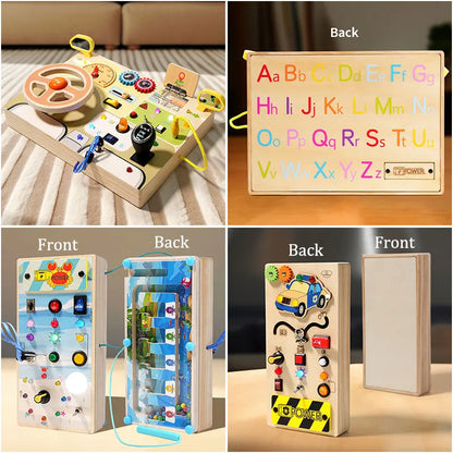 Montessori Busy Board for Children with LED Light Activities