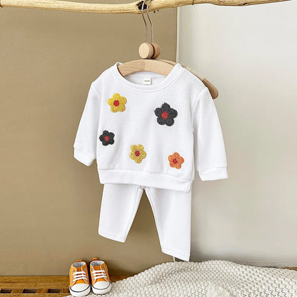 Floral Sweatshirt and Pants Set for Newborn Babies