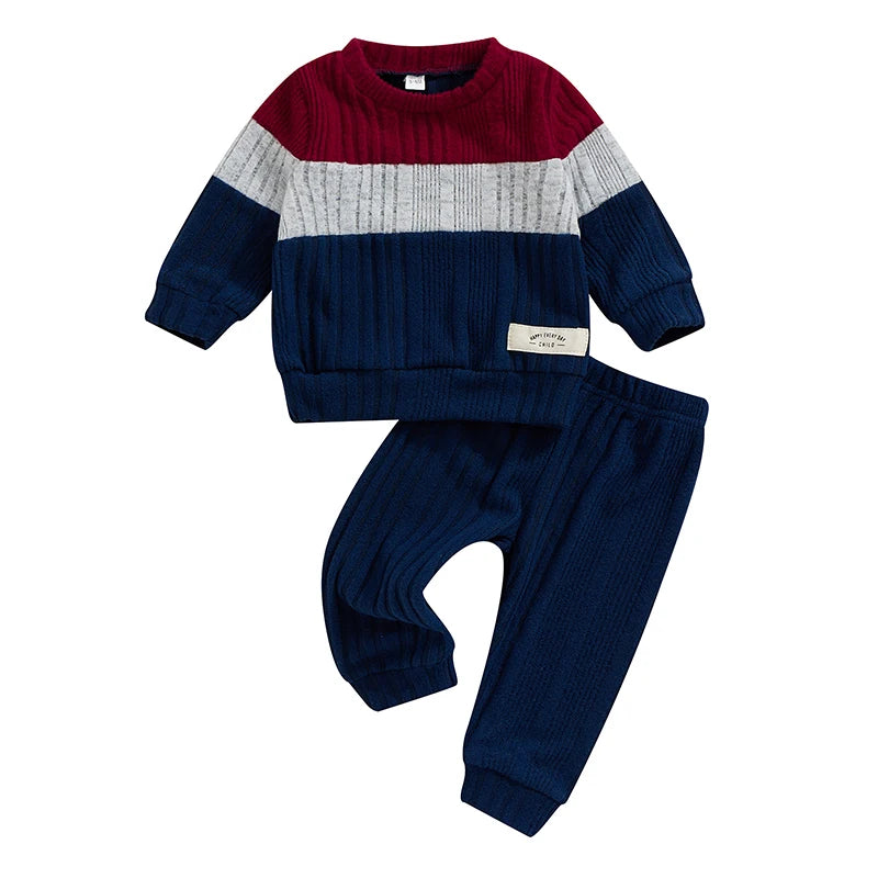 Baby Boy 2-Piece Warm Sweater and Pants Set for Fall