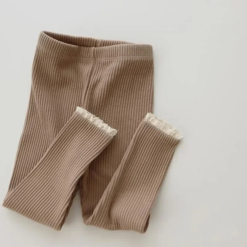 Ribbed Lace Leggings for Toddler Girls and Boys