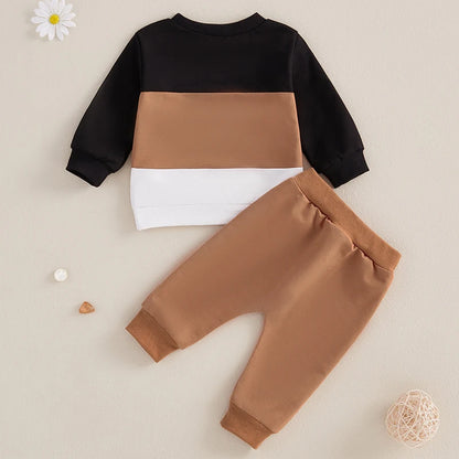 Baby Boys Contrast Color Sweatshirt and Sweatpants Set