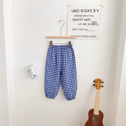 Plaid Mosquito-Proof Pants for Baby Girls - Lightweight Casual Trousers