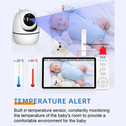 5-Inch PTZ Video Baby Monitor with Camera and Temperature Sensor