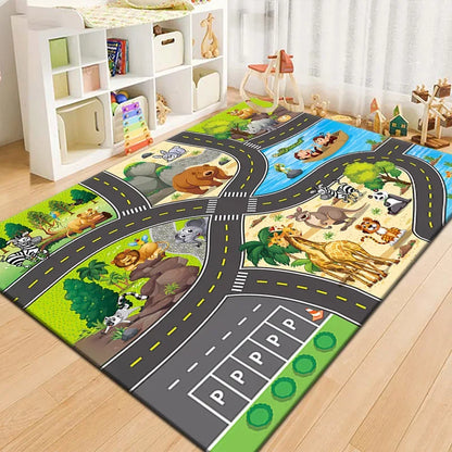 Non-Slip Baby Play Mat with Cartoon Road Design