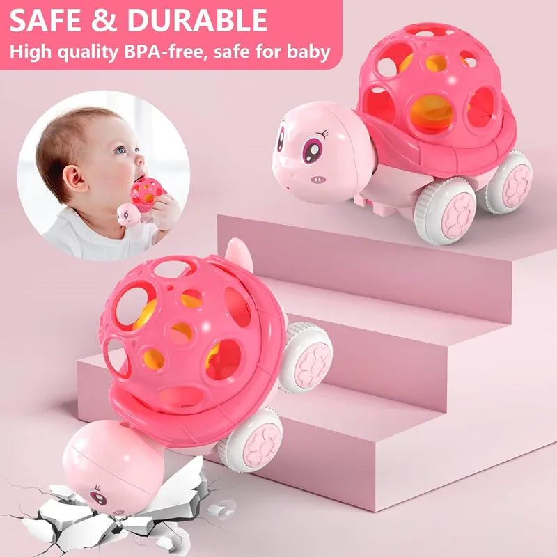 Soft Rubber Push and Go Cars for Infants 6-12 Months