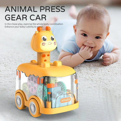 Pull Back Inertial Toy Car for Kids with Animal Design