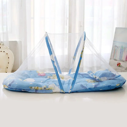 Foldable Baby Crib Mosquito Net with Cushions & Pillows