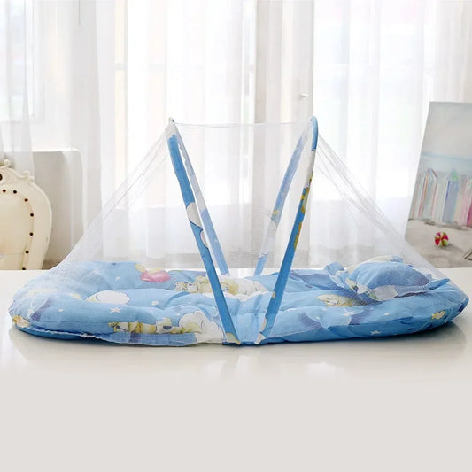 Foldable Baby Crib Mosquito Net with Cushions & Pillows