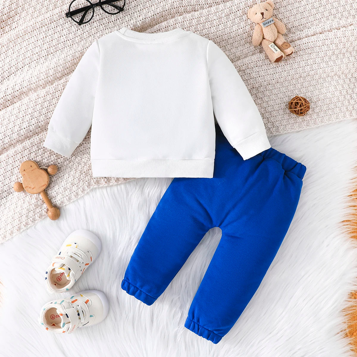Casual Cartoon Bear Outfit for Infants 3-24 Months