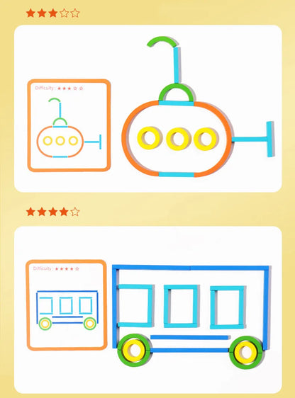 Wooden Sticks and Rings Puzzle for Early Childhood Learning