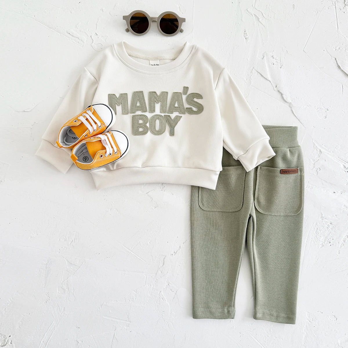 MAMA'S BOY Baby Outfit Set - Long Sleeve Sweatshirt & Pants