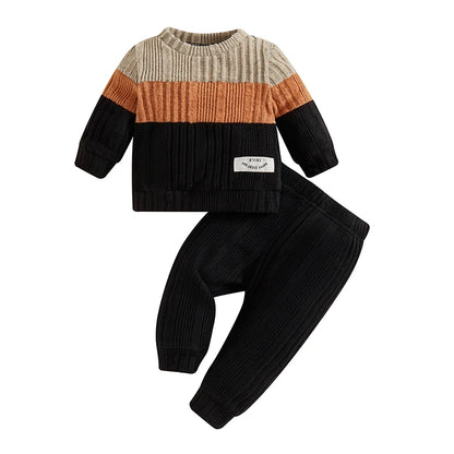 Baby Boy 2-Piece Warm Sweater and Pants Set for Fall