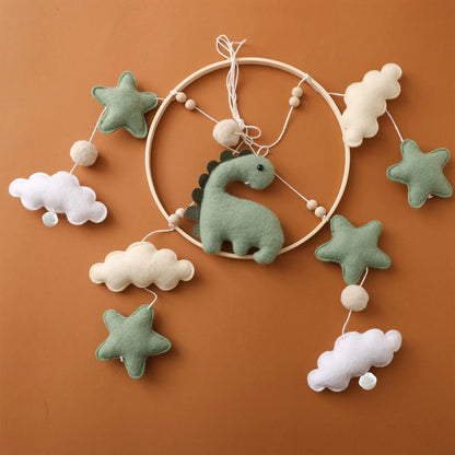 Wooden Baby Crib Mobile with Soft Felt Animal Toys