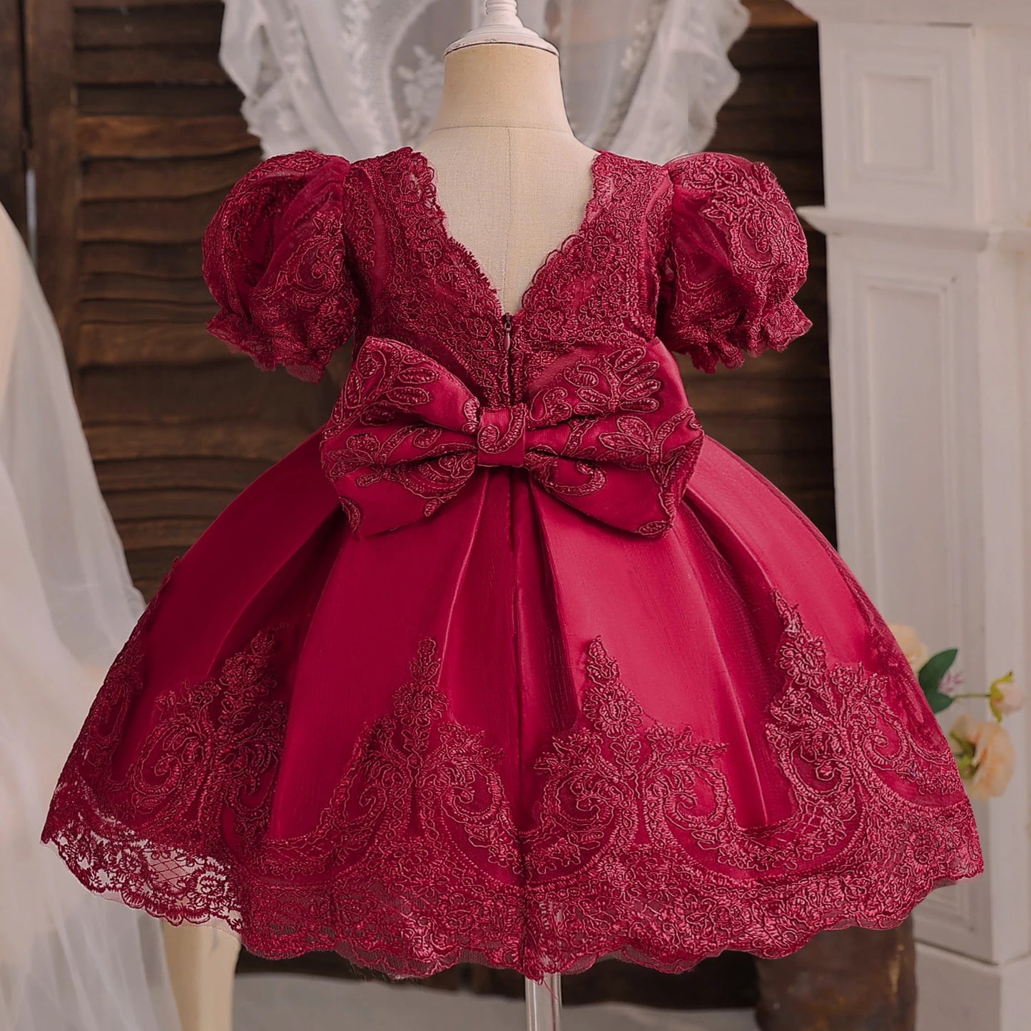 Floral Embroidery Lace Baby Dress for Girls 0-5T