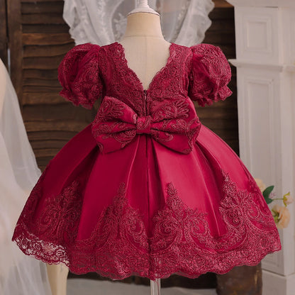 Floral Embroidery Lace Baby Dress for Girls 0-5T