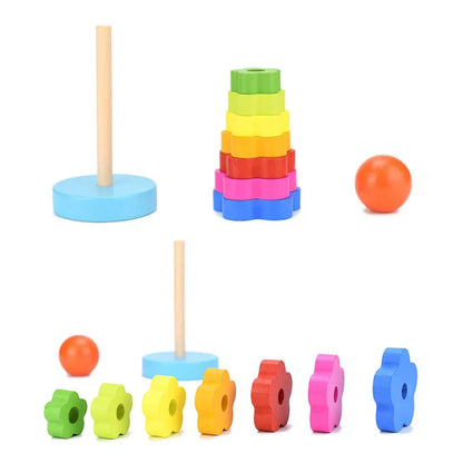 Colorful Wooden Rainbow Stacking Toy for Kids' Learning