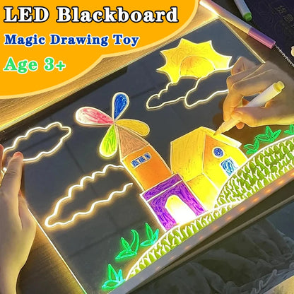 LED Light-Up Blackboard Drawing Board for Kids