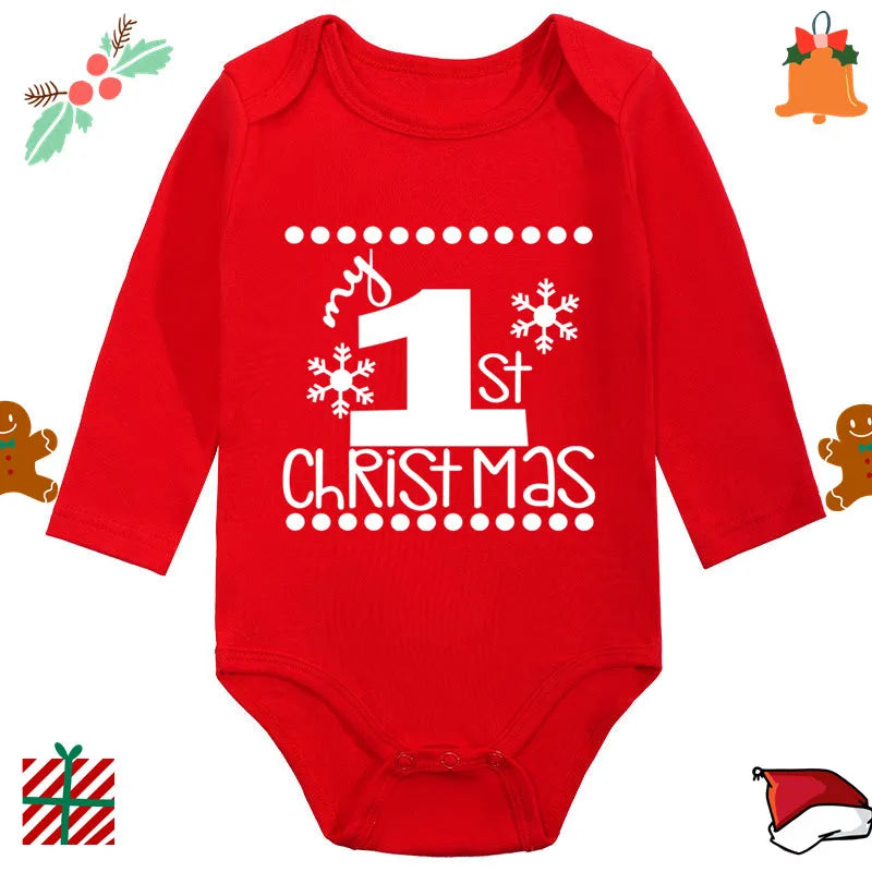 Santa Claus Elk Print Long Sleeve Baby Romper for Newborns
