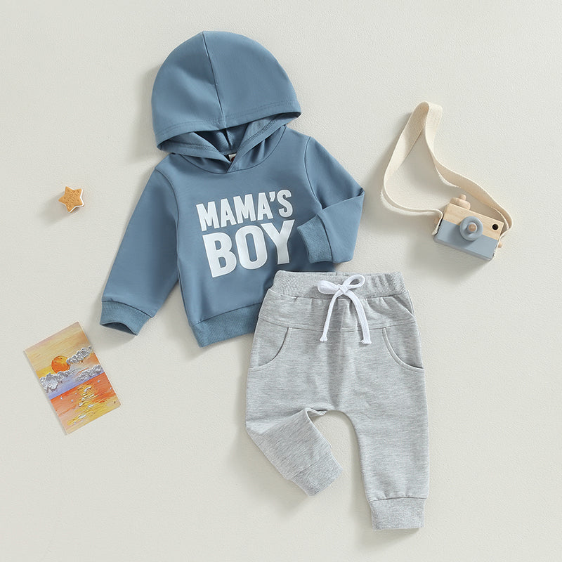 Toddler Boys Hoodie and Pants Set, Letter Print Fall Outfit