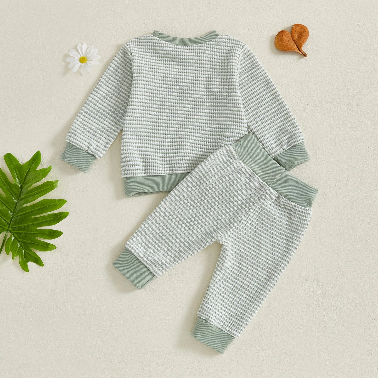 Toddler Boys' Duck Embroidery Long Sleeve Top & Striped Pants Set