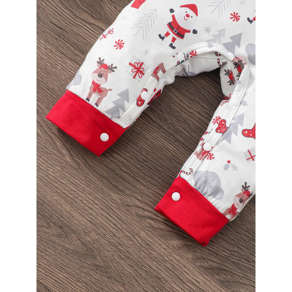 Santa Print Baby Boy Christmas Romper and Hat Set 0-2 Years