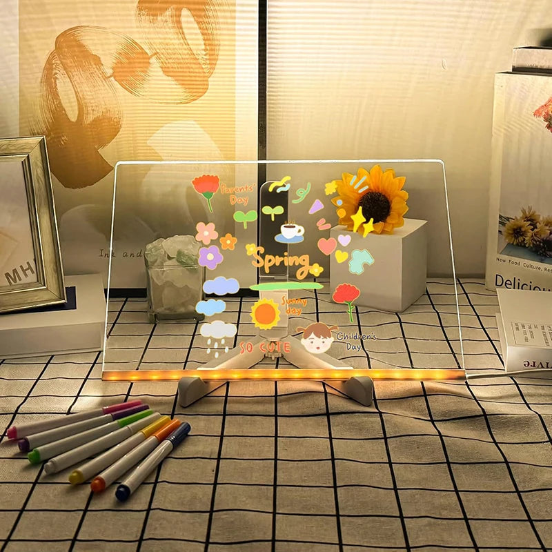 LED Light-Up Blackboard Drawing Board for Kids