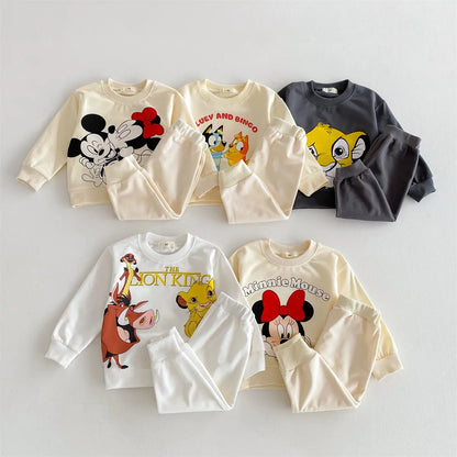 Kids Cartoon Hoodie and Sweatpants Outfit Set, 2pc
