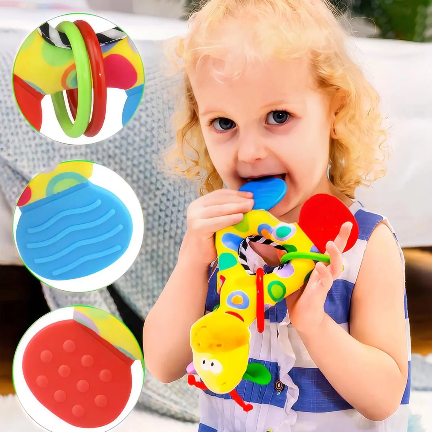 Baby Rattle Teether Toy with Music and Grip Training Giraffe