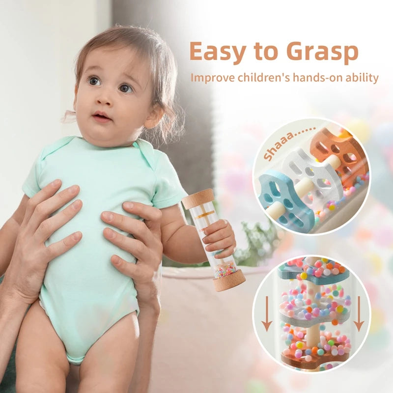 Montessori Rain Stick Rattle - Sensory Toy for Babies