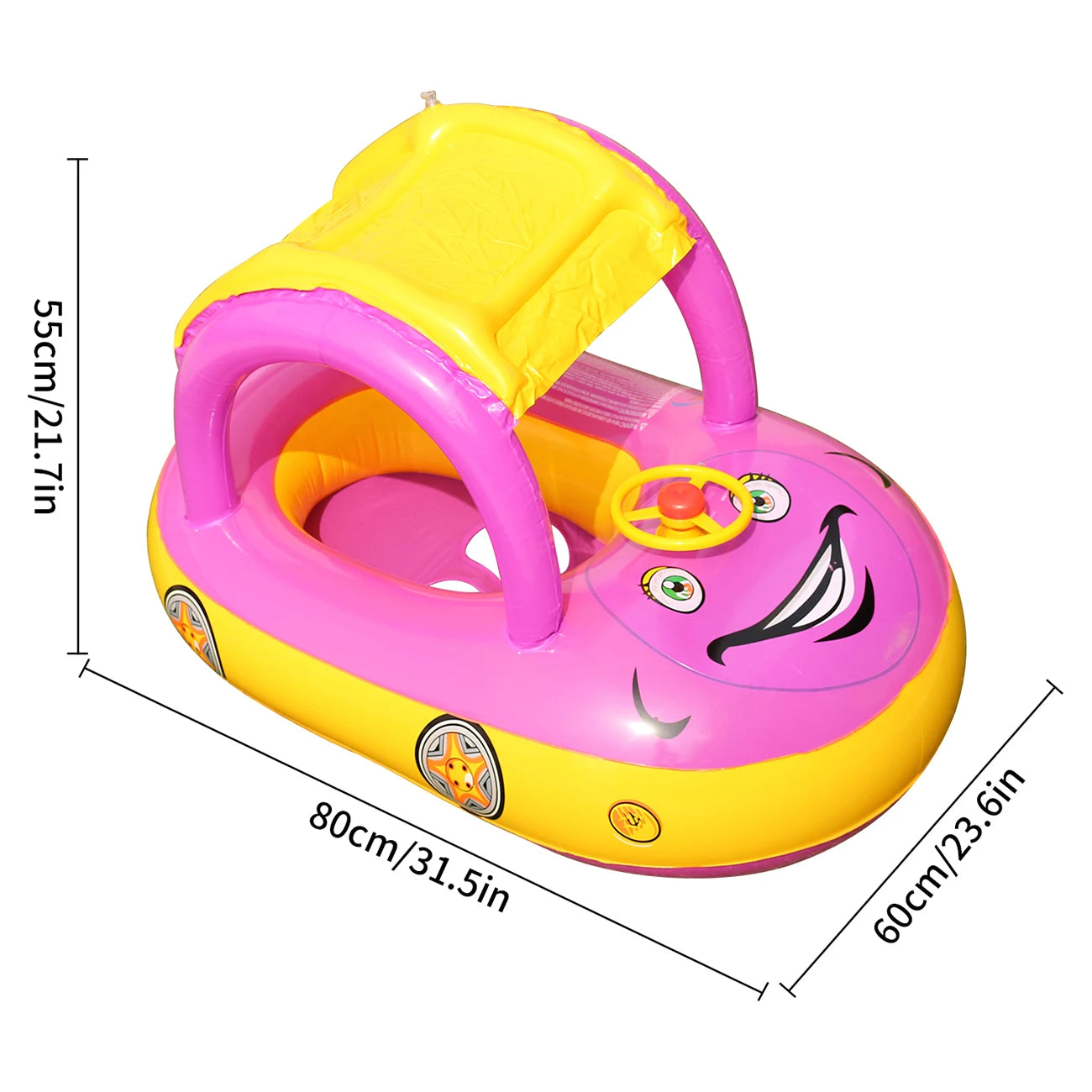 Car-Shaped Toddler Pool Float - Baby Swim Ring Toy