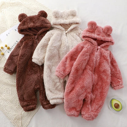 Cute Cartoon Bear Baby Pajamas Zipper Romper for Infants 0-24M