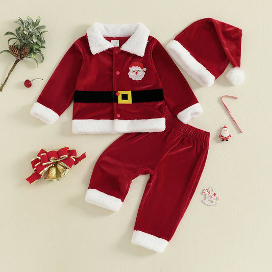 Velvet Christmas Outfit Set for Infant Boys and Girls