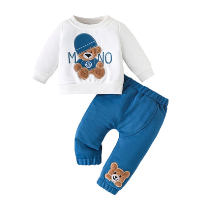 Casual Cartoon Bear Outfit for Infants 3-24 Months