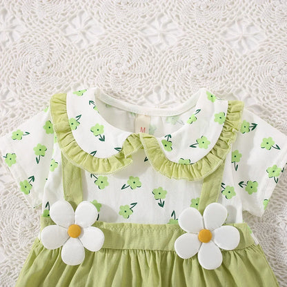 Summer Baby Girl Cotton Floral Dress with Shoulder Straps