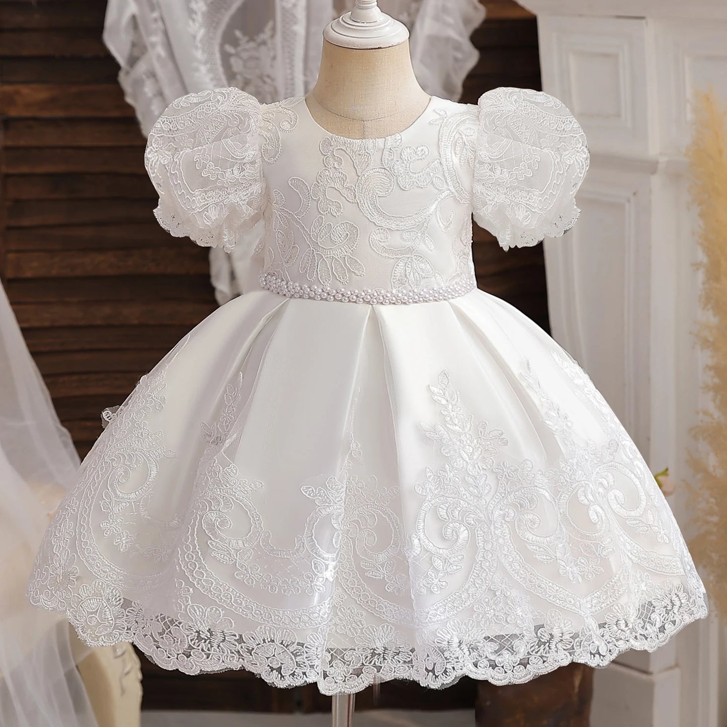 Floral Embroidery Lace Baby Dress for Girls 0-5T