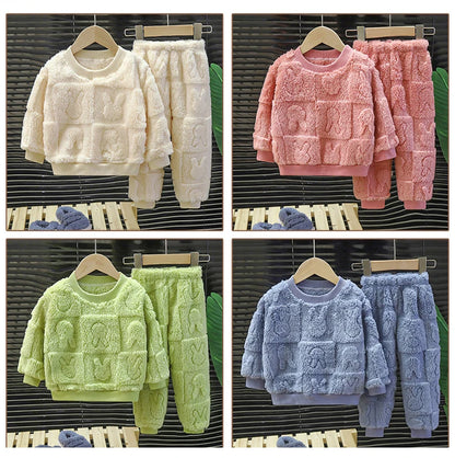 Kids Plush Pajama Set for Cozy Autumn and Winter Nights