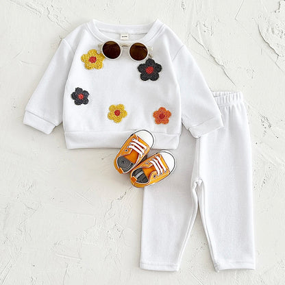 Floral Sweatshirt and Pants Set for Newborn Babies