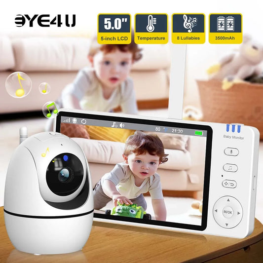5-Inch PTZ Video Baby Monitor with Camera and Temperature Sensor