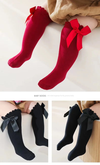 Red Bow Tie Knee High Socks for Infants and Toddlers