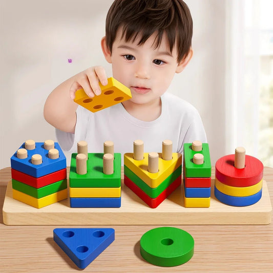 Wooden Sorting and Stacking Toys for Toddlers and Preschoolers