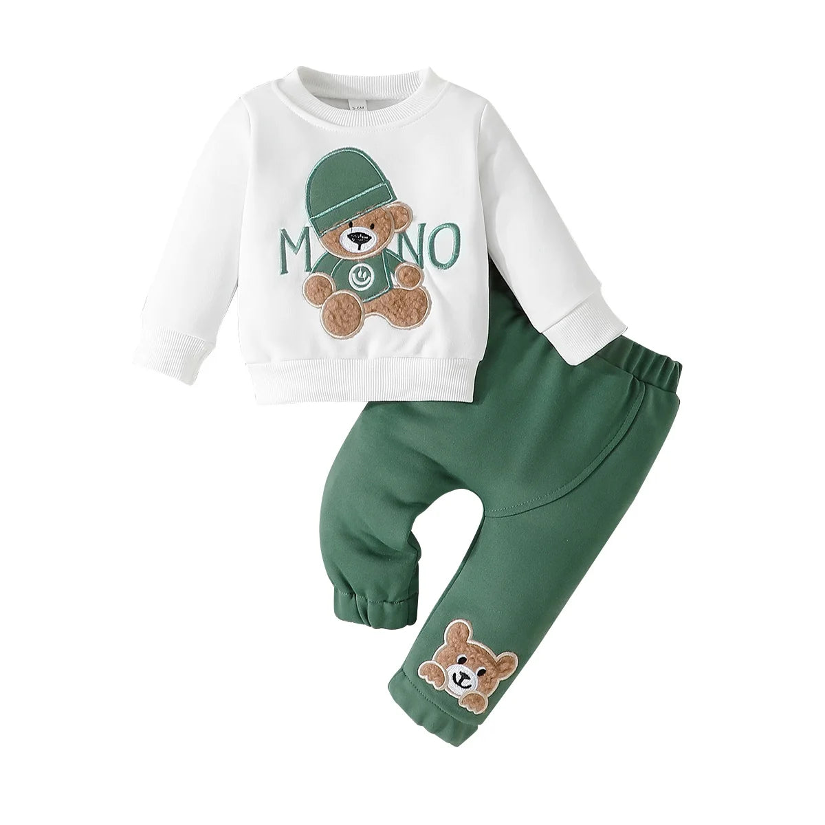 Casual Cartoon Bear Outfit for Infants 3-24 Months